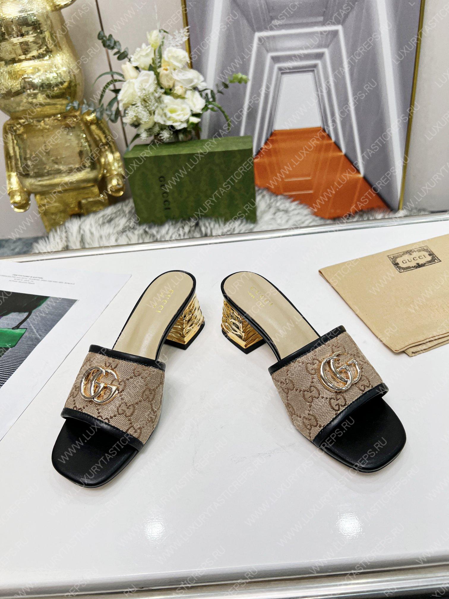 G*u*i jolie gg sup*e canvas and rubber slides beige 1473721