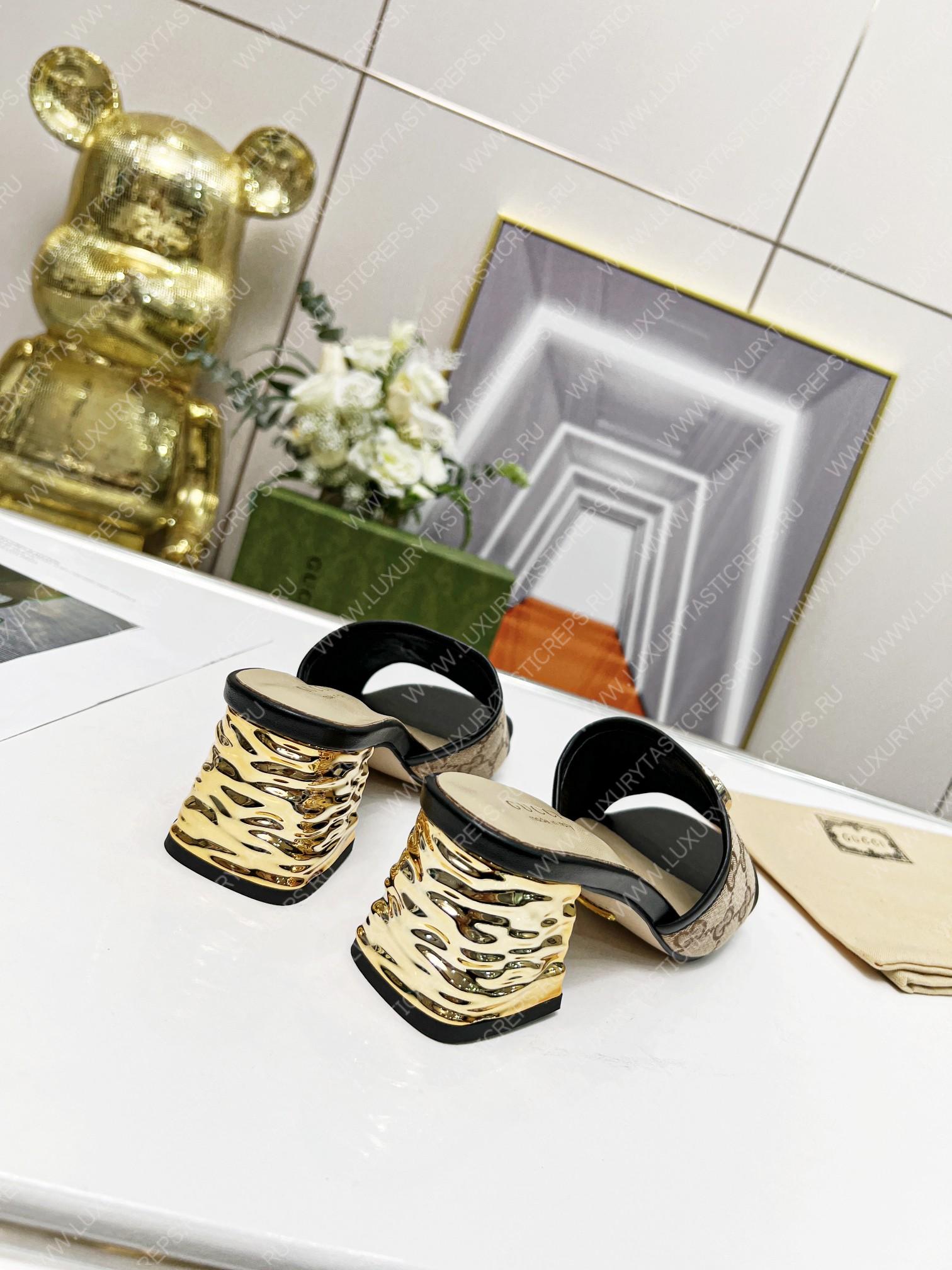 G*u*i jolie gg sup*e canvas and rubber slides beige 1473721