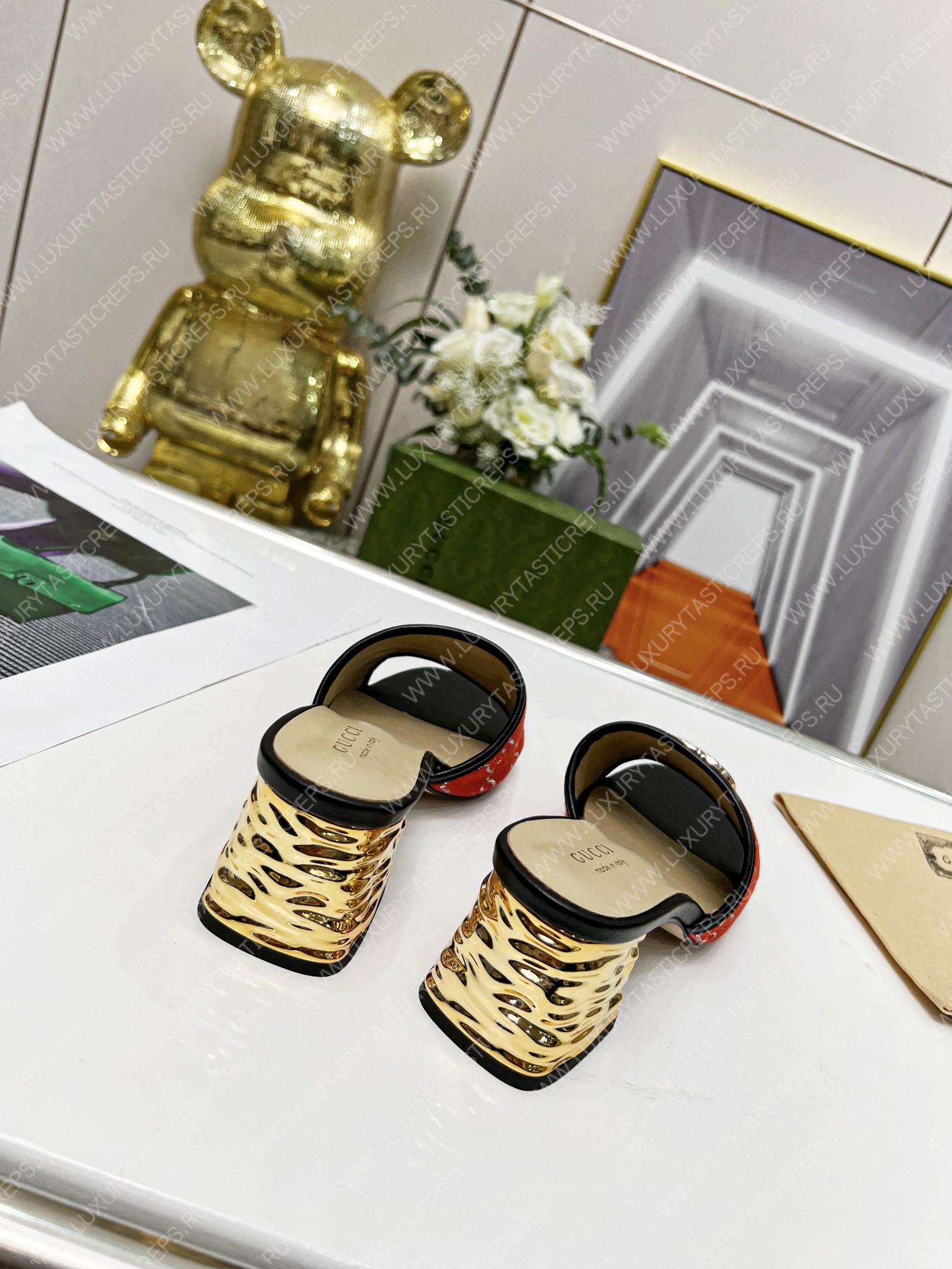 G*u*i jolie gg sup*e canvas and rubber slides red 1473721