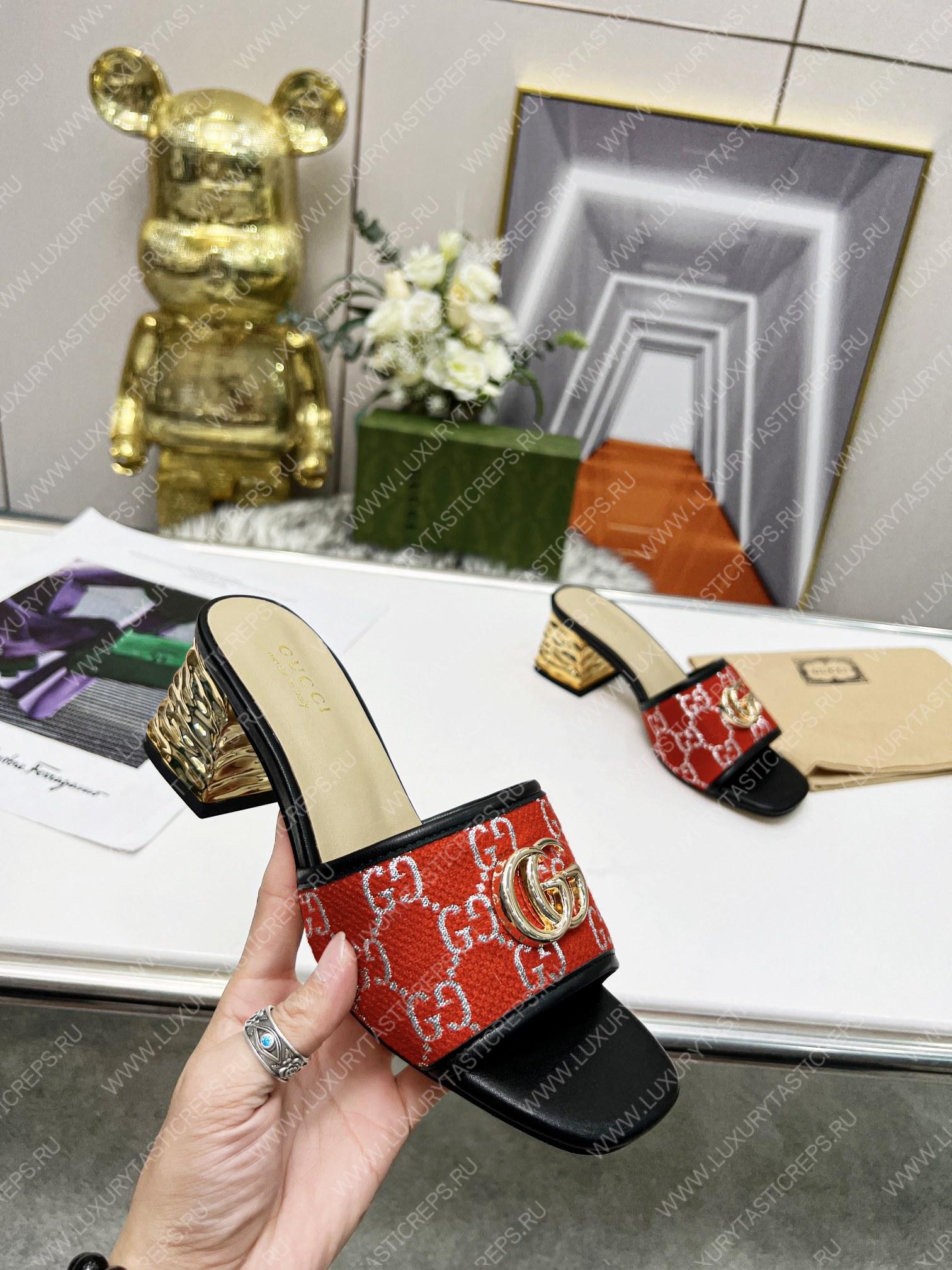 G*u*i jolie gg sup*e canvas and rubber slides red 1473721