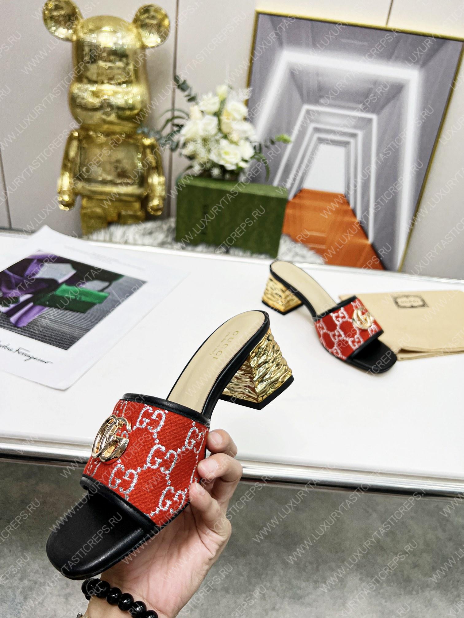 G*u*i jolie gg sup*e canvas and rubber slides red 1473721