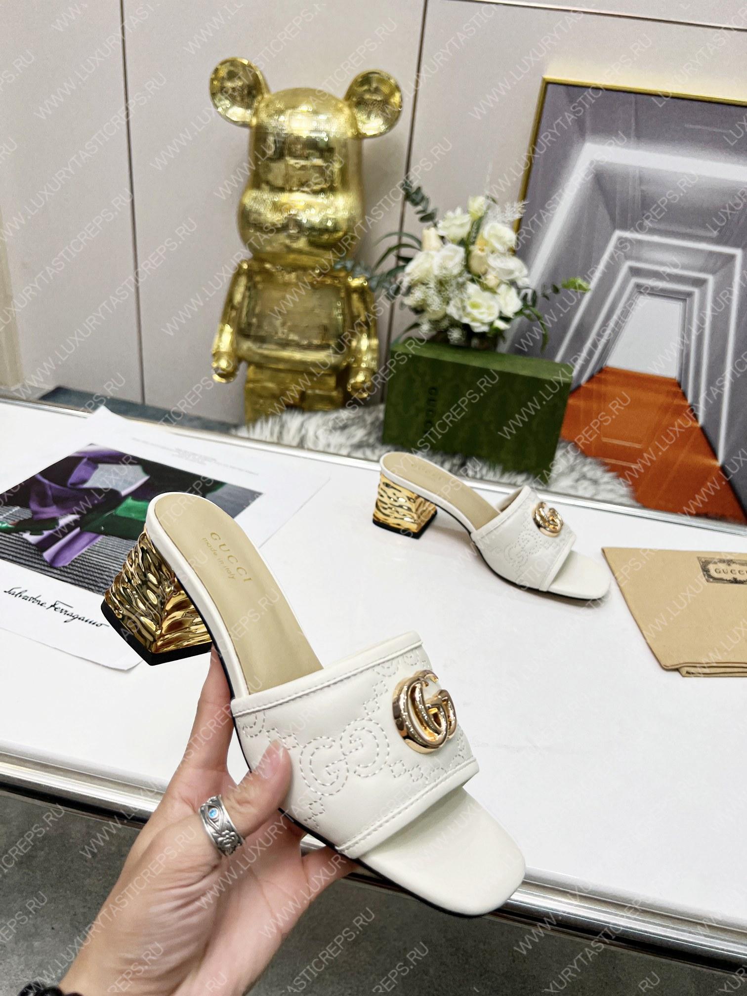 G*u*i jolie gg sup*e canvas and rubber slides white 1473721