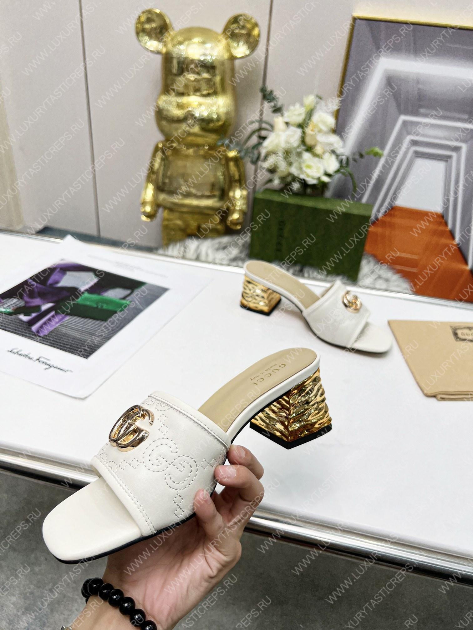 G*u*i jolie gg sup*e canvas and rubber slides white 1473721