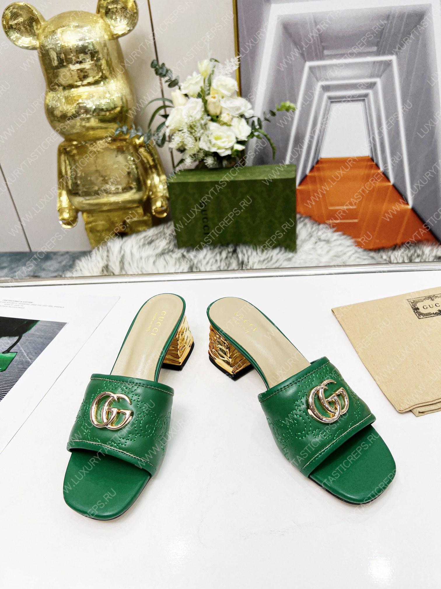 G*u*i jolie gg sup*e canvas and rubber slides green 1473721