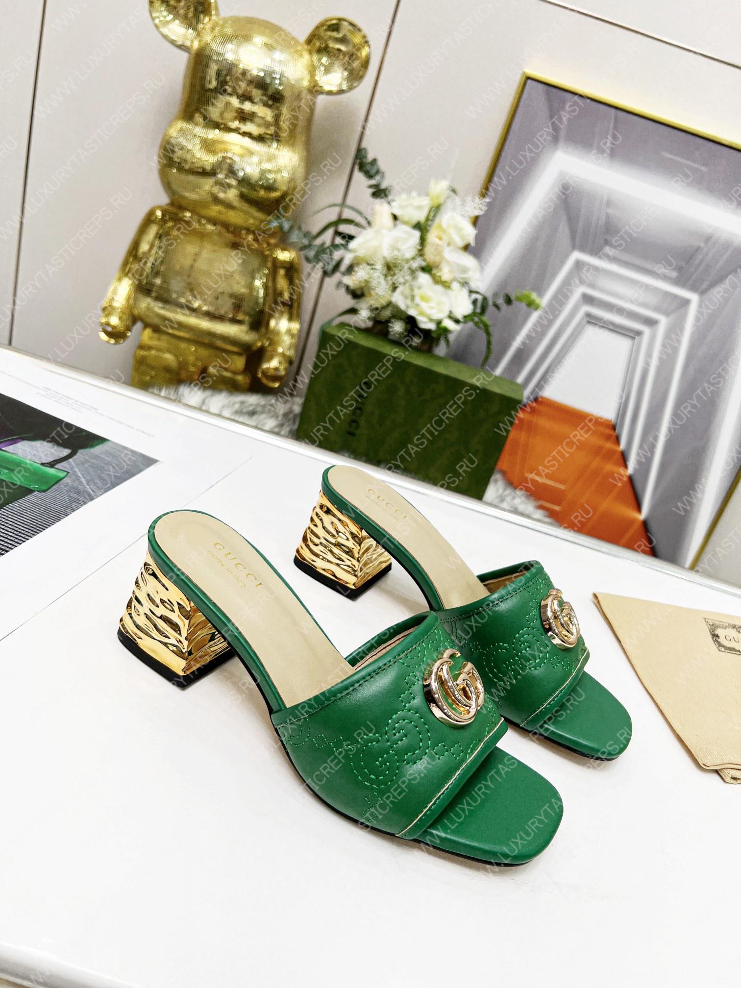 G*u*i jolie gg sup*e canvas and rubber slides green 1473721