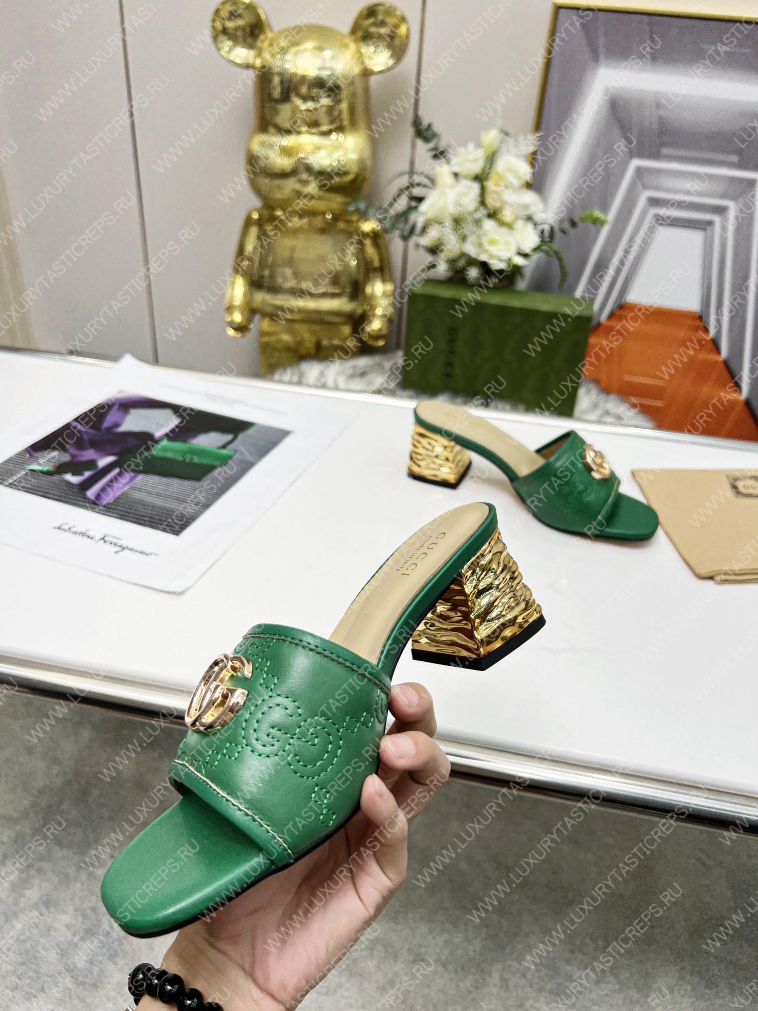G*u*i jolie gg sup*e canvas and rubber slides green 1473721