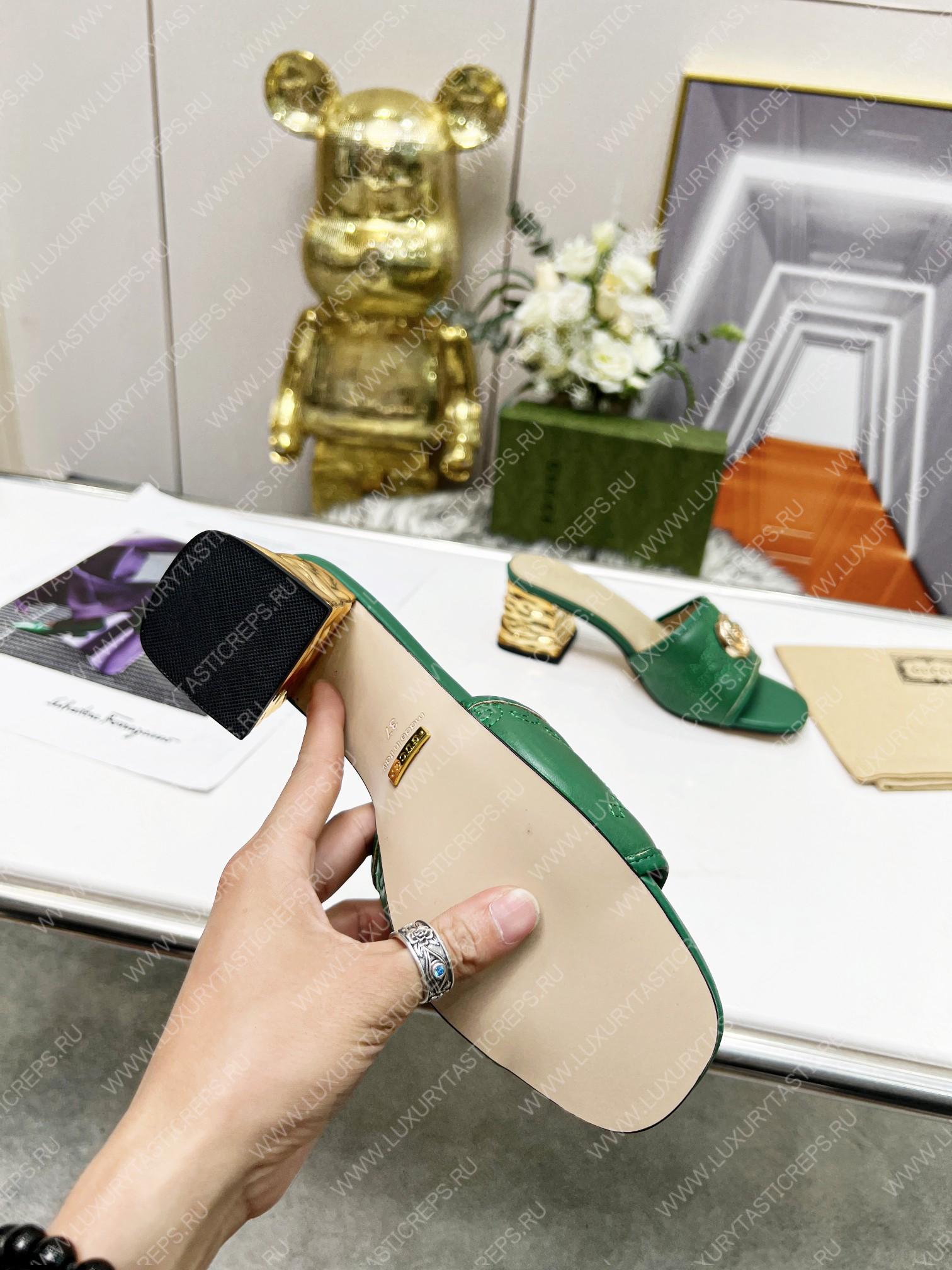 G*u*i jolie gg sup*e canvas and rubber slides green 1473721