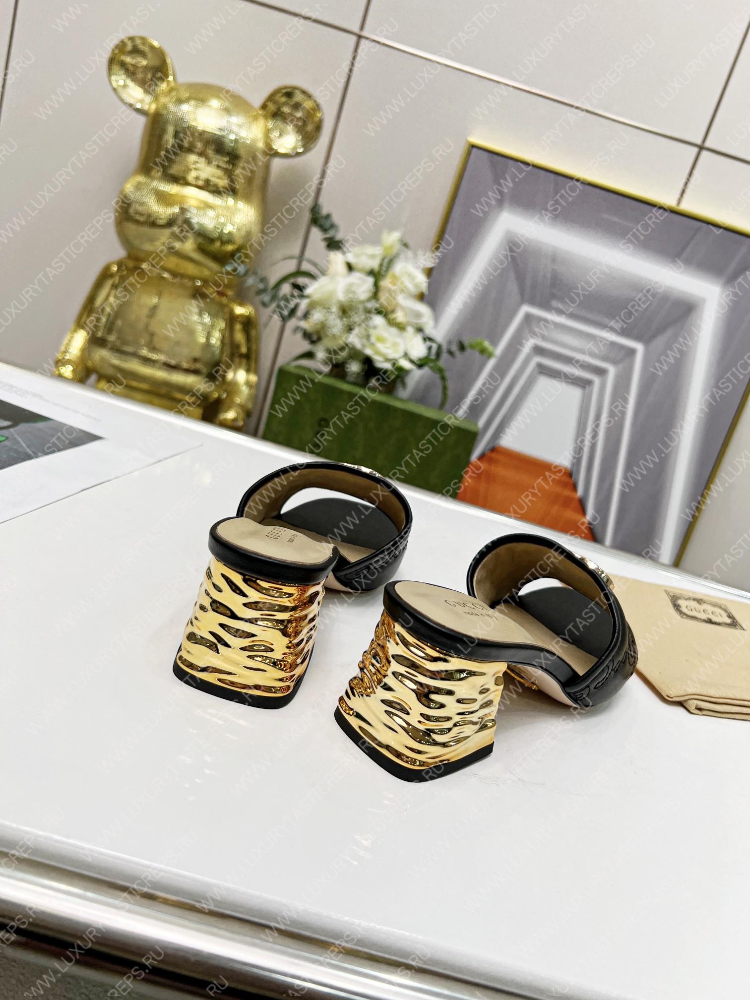 G*u*i jolie gg sup*e canvas and rubber slides black 1473721