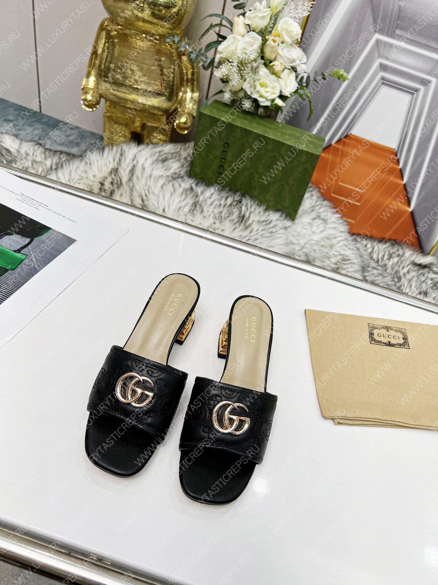 G*u*i jolie gg sup*e canvas and rubber slides black 1473721