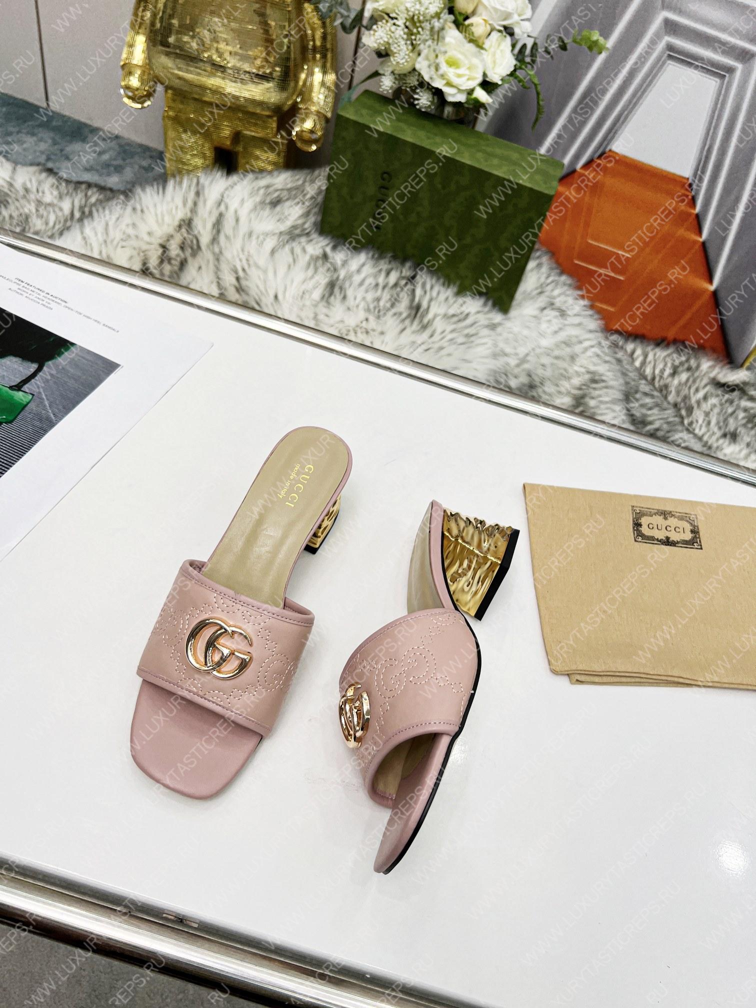 G*u*i jolie gg sup*e canvas and rubber slides rose pink 1473721