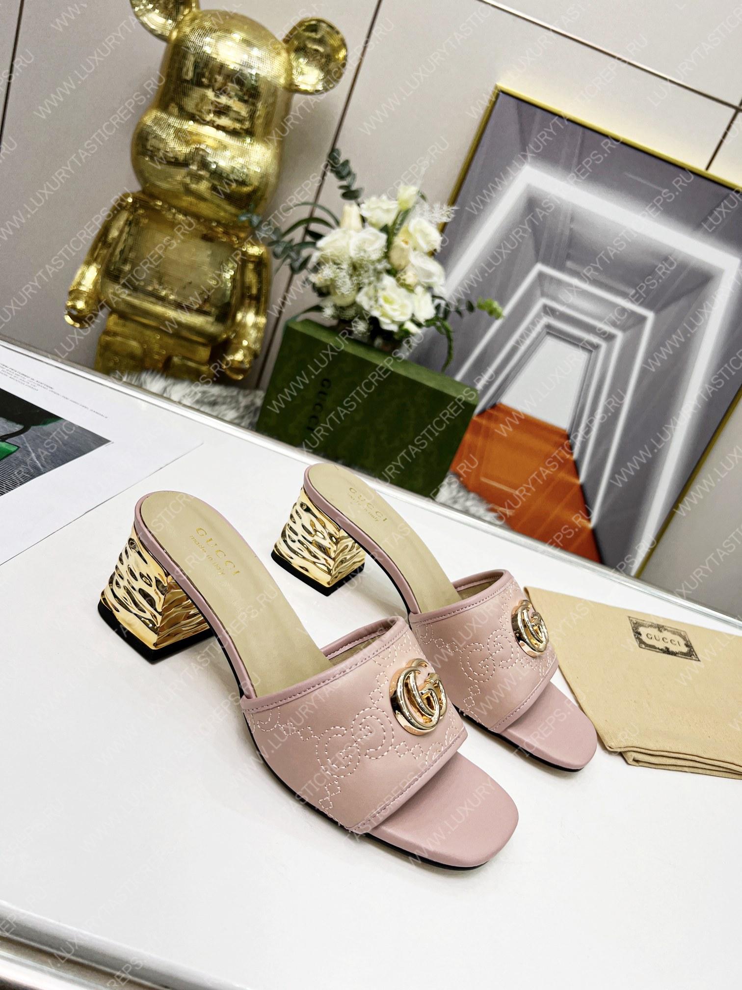 G*u*i jolie gg sup*e canvas and rubber slides rose pink 1473721