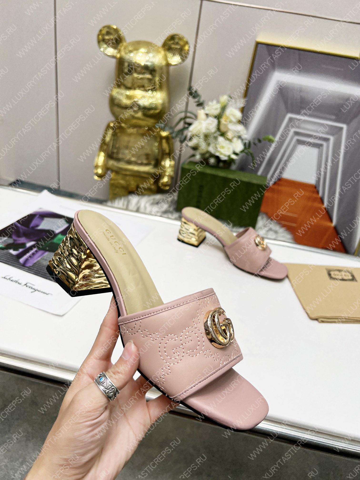 G*u*i jolie gg sup*e canvas and rubber slides rose pink 1473721