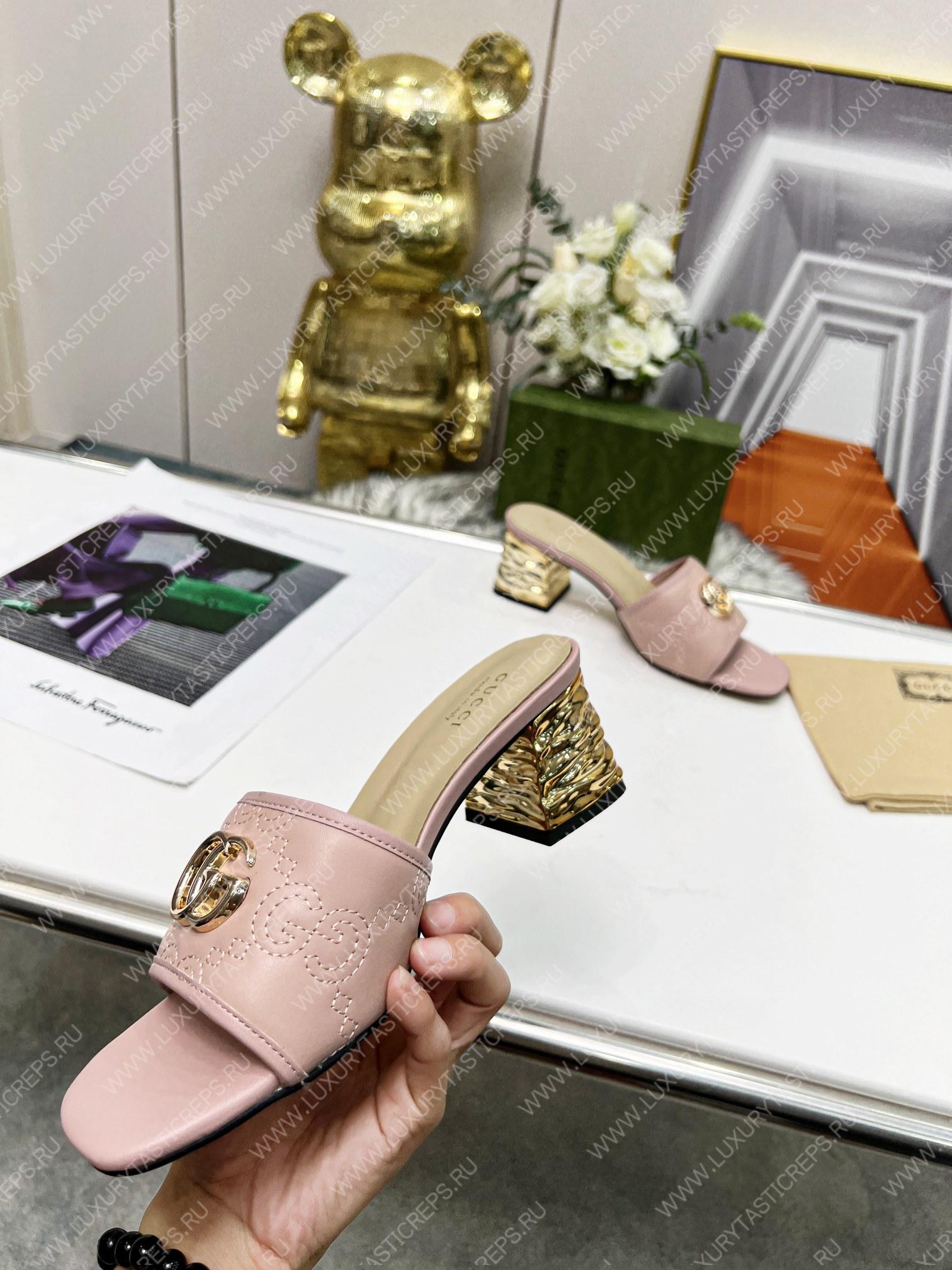 G*u*i jolie gg sup*e canvas and rubber slides rose pink 1473721