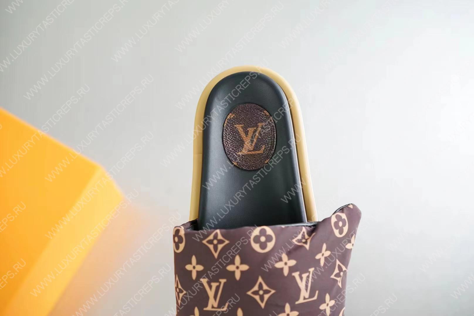 l**is V*t*n pool pillow flat comfort mules cocoa brown 261374