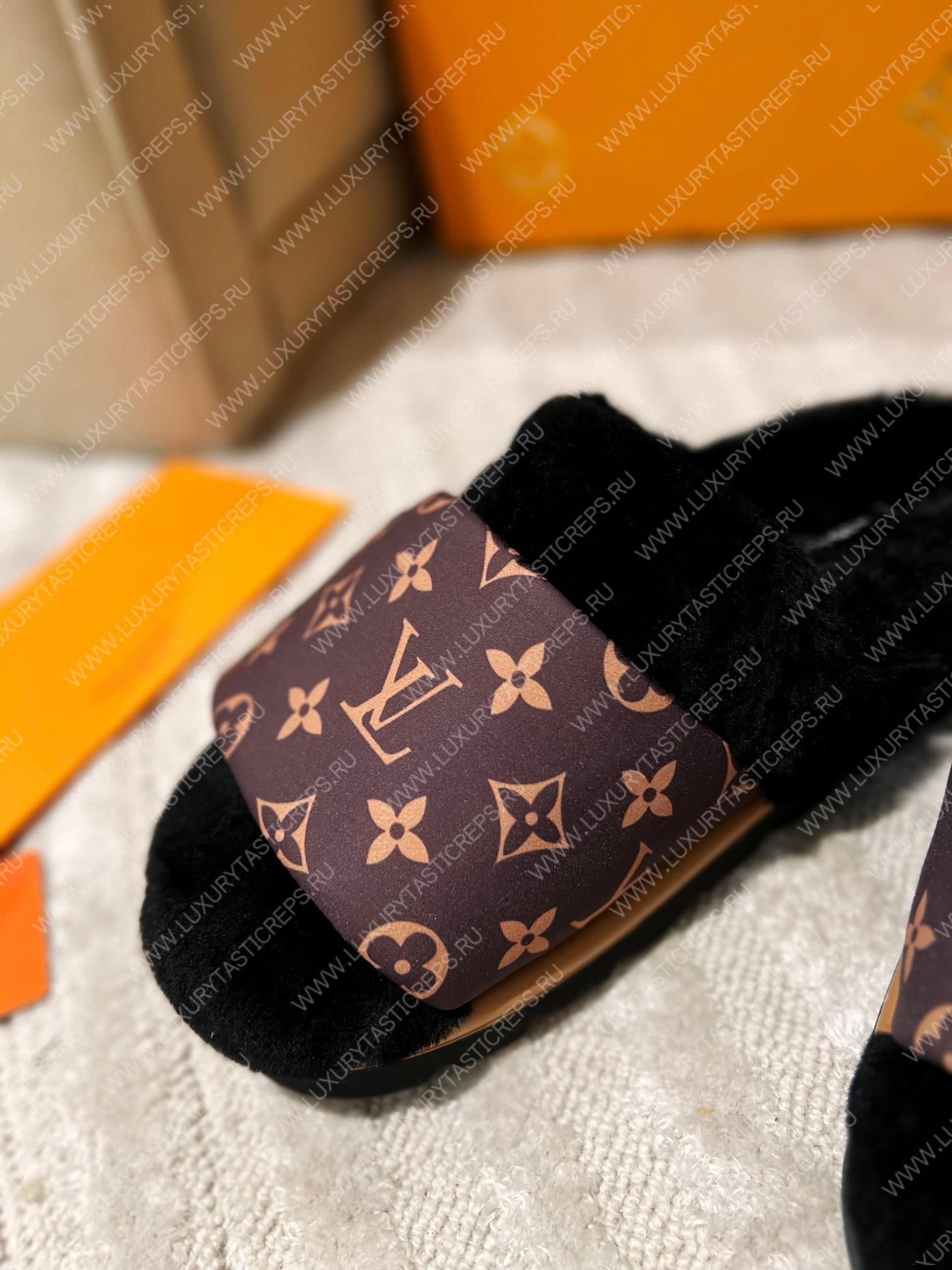 l**is V*t*n slipper pillow flat comfort mule black 1aam3k