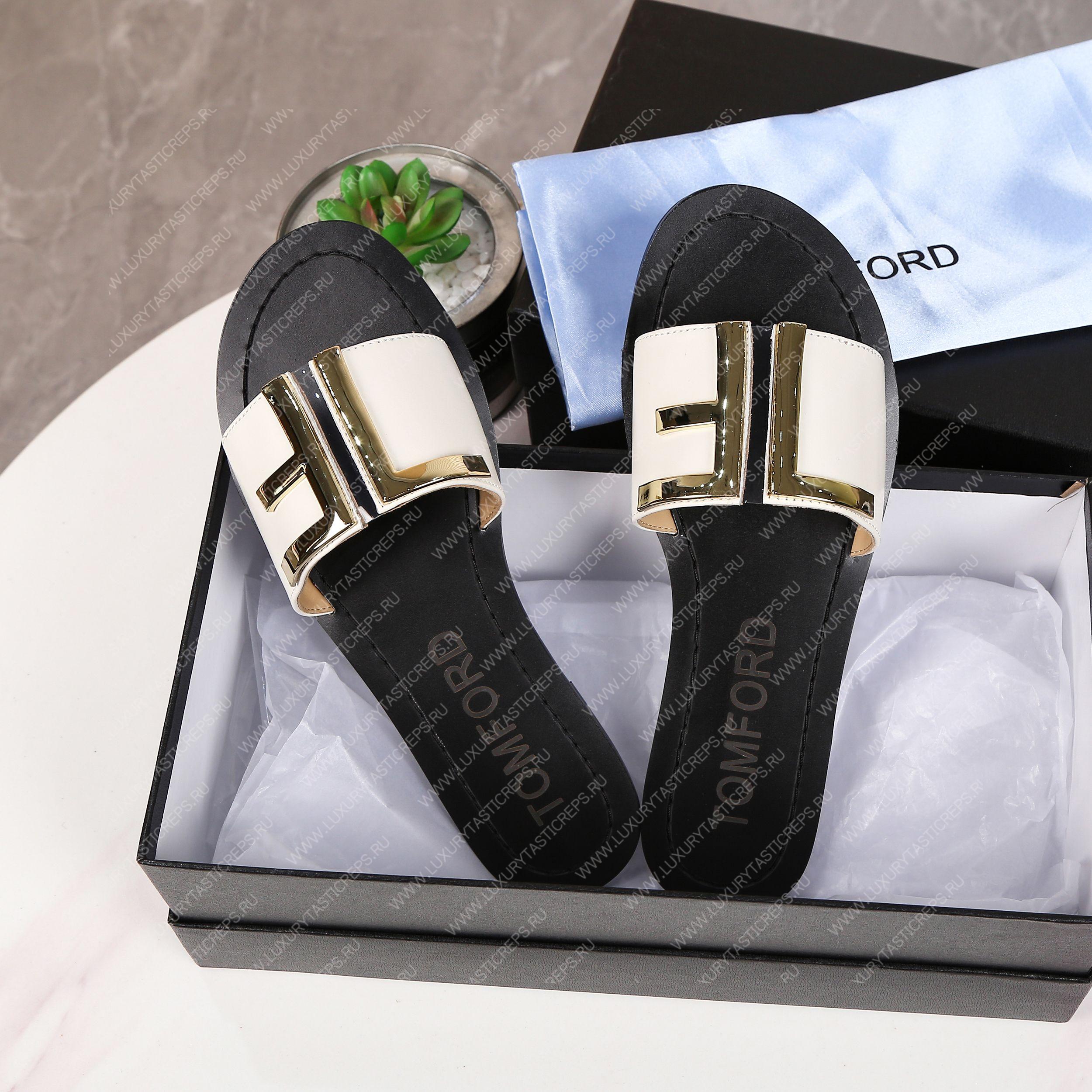 TOM FORD PLAQUE SLIDES WHITE W2408TVAX