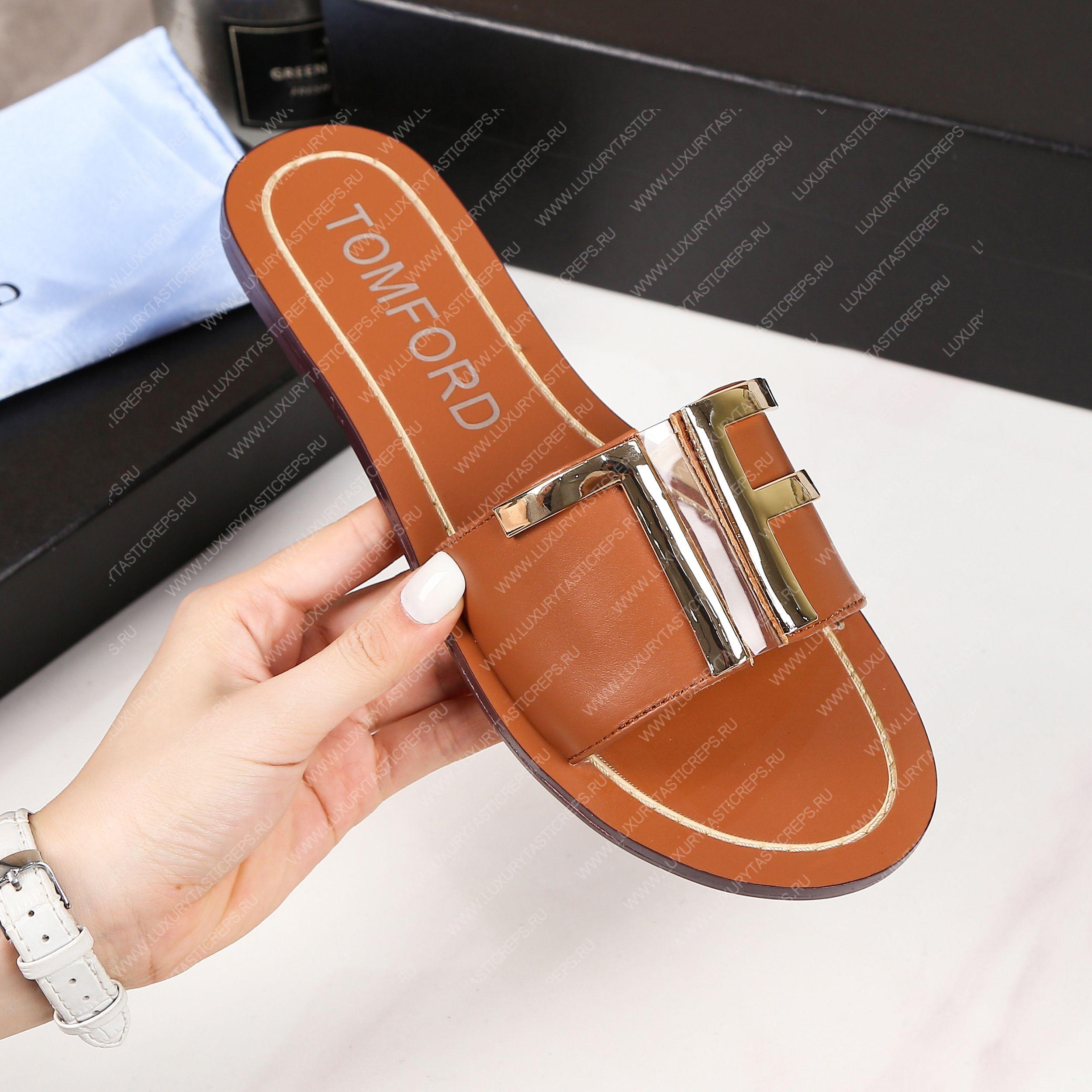 TOM FORD PLAQUE SLIDES BROWN W2408TVAX