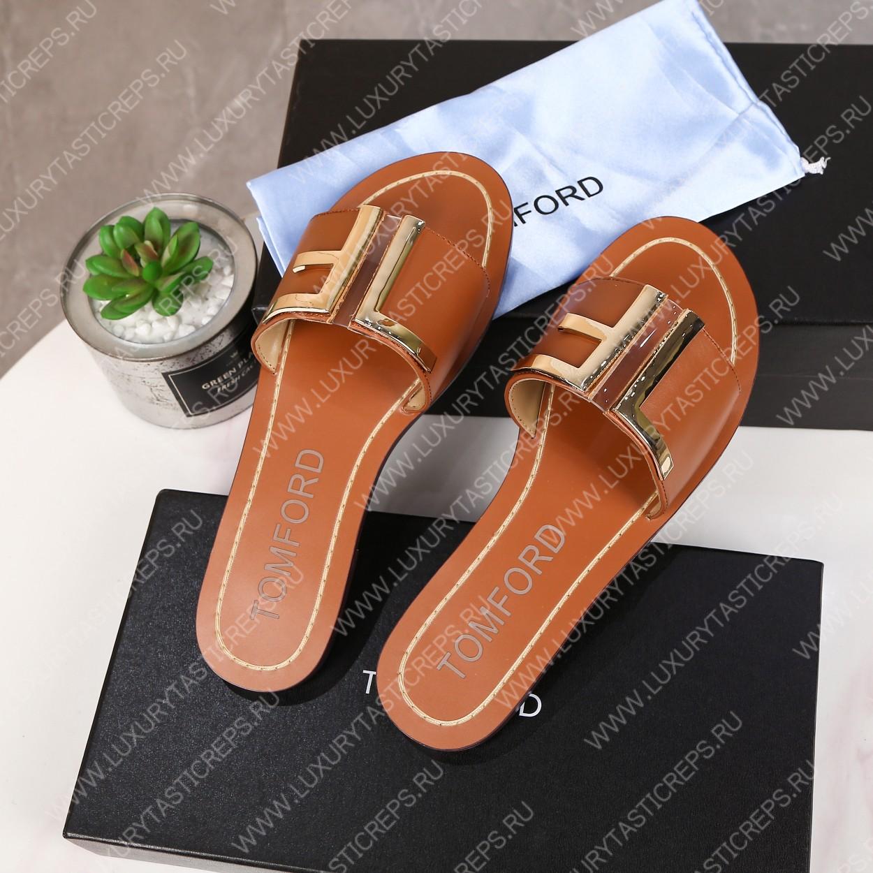 TOM FORD PLAQUE SLIDES BROWN W2408TVAX