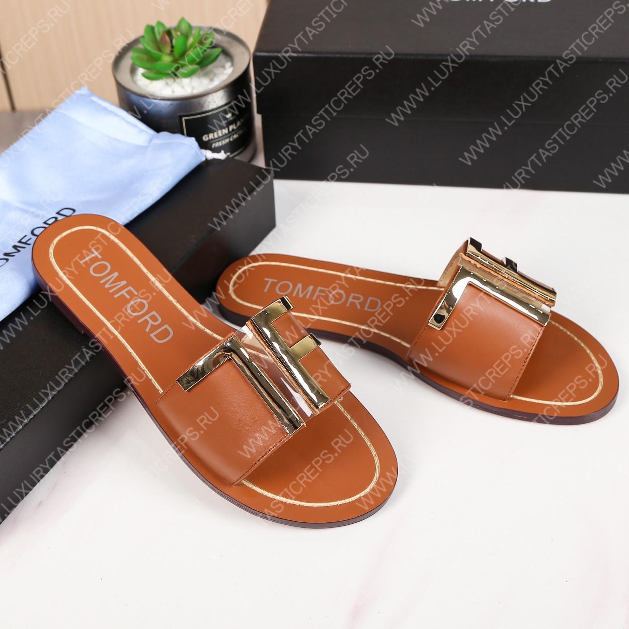 TOM FORD PLAQUE SLIDES BROWN W2408TVAX