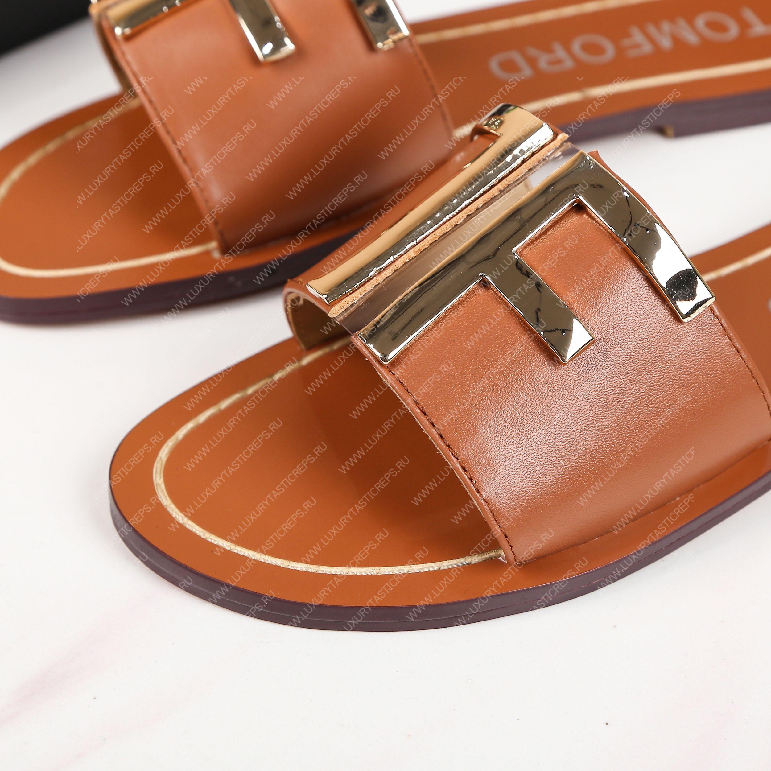 TOM FORD PLAQUE SLIDES BROWN W2408TVAX
