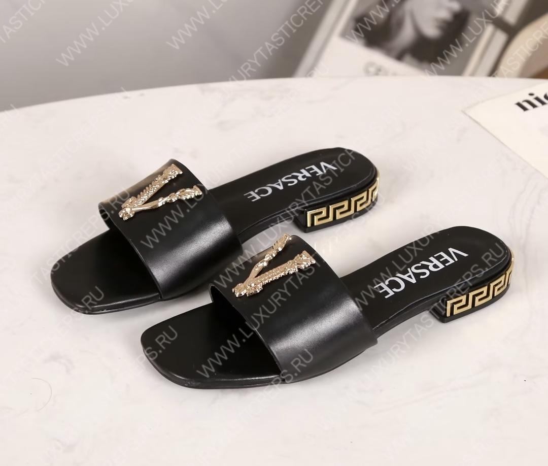 VERSACE GRECA MULES BLACK 1003221