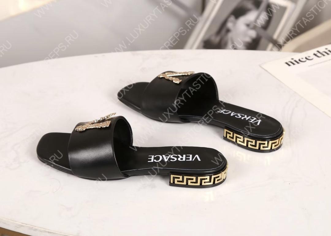 VERSACE GRECA MULES BLACK 1003221