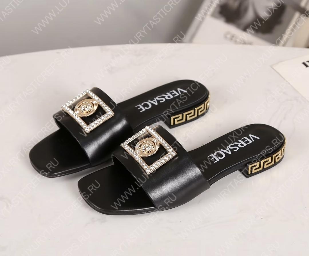VERSACE GRECA MULES BLACK 1003221
