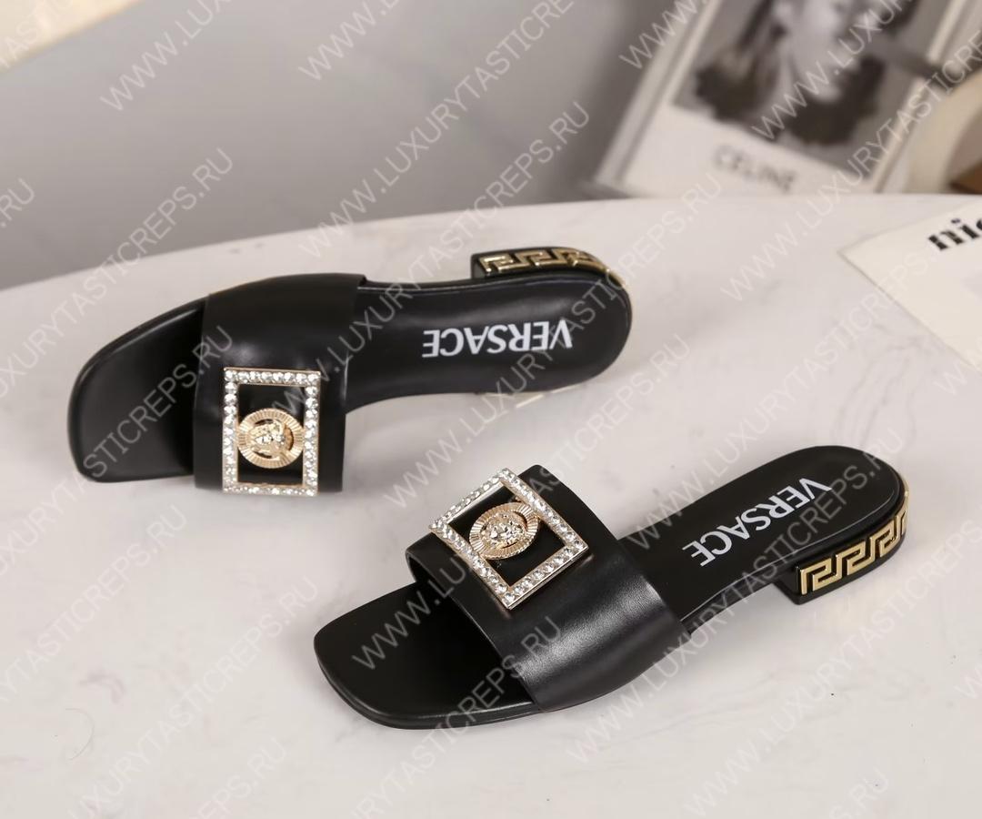 VERSACE GRECA MULES BLACK 1003221