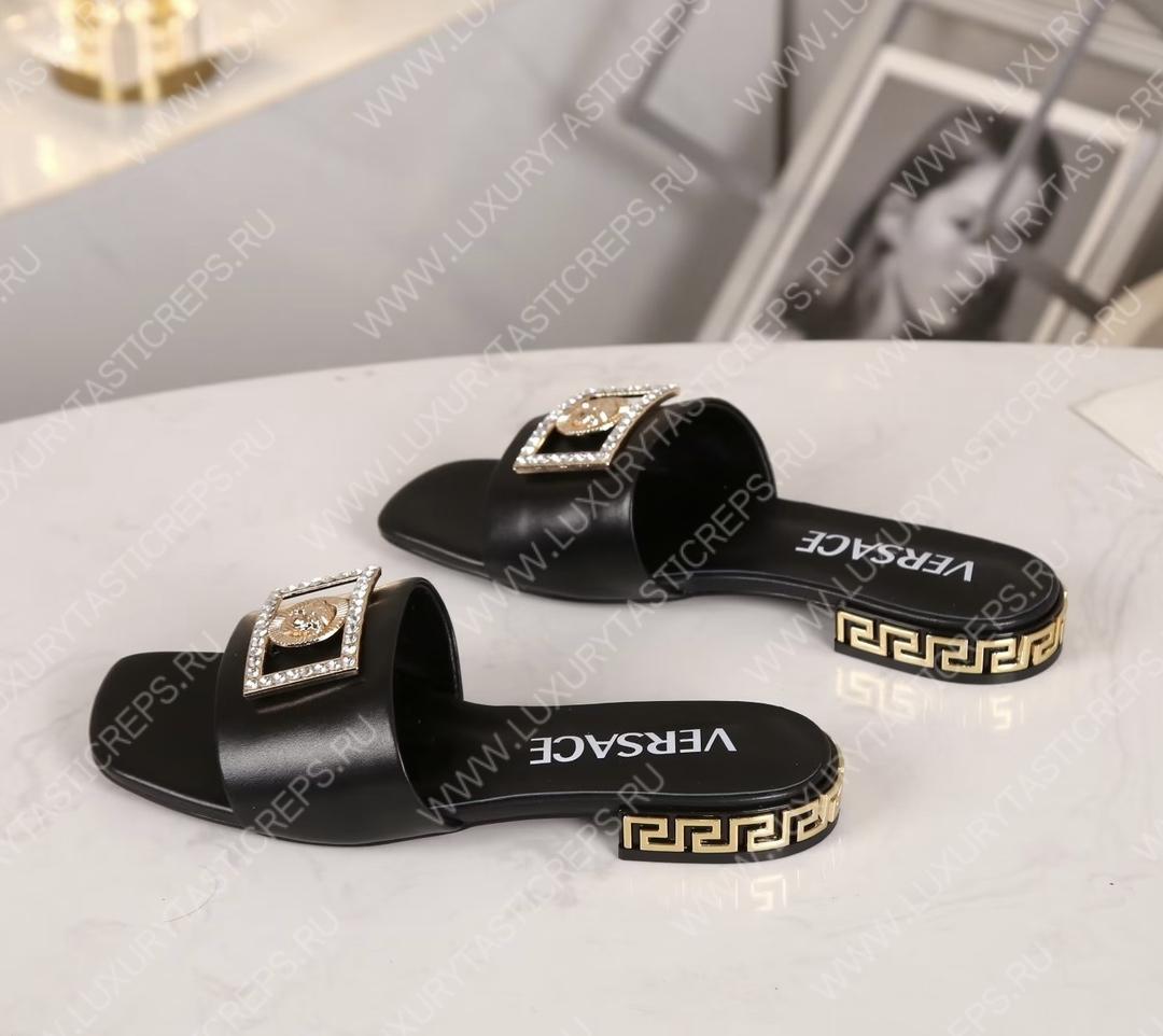 VERSACE GRECA MULES BLACK 1003221