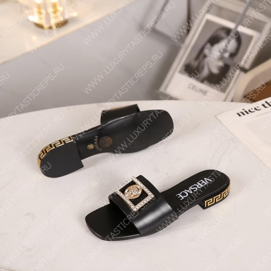 VERSACE GRECA MULES BLACK 1003221