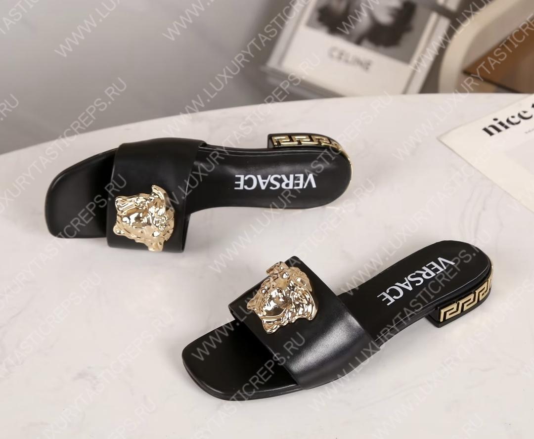 VERSACE GRECA MULES BLACK 1003221