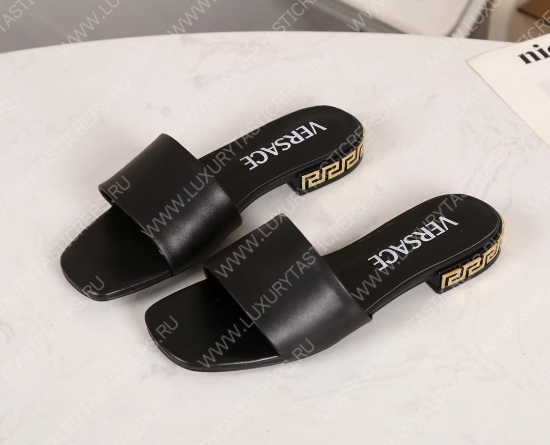 VERSACE GRECA MULES BLACK 1003221