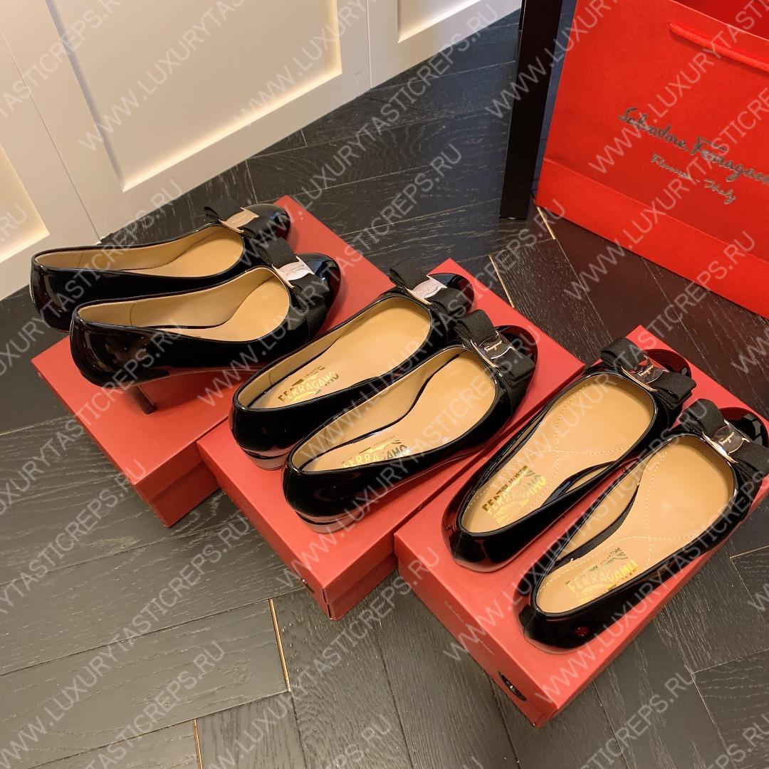 FERRAGAMO VERA BOW PUMP SHOE BLACK 01B221