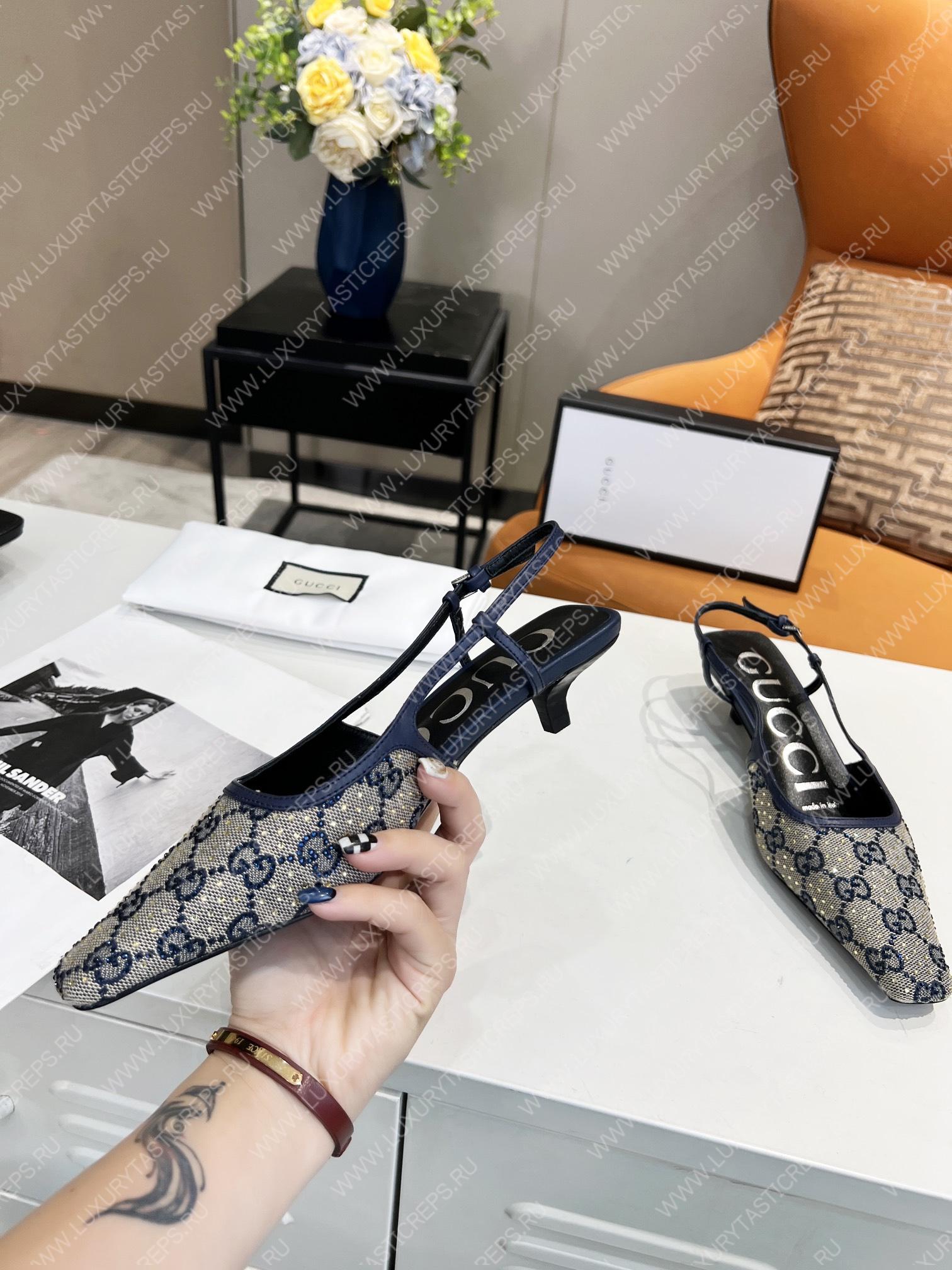 G*u*i gg slingback pump beige/blue 693210