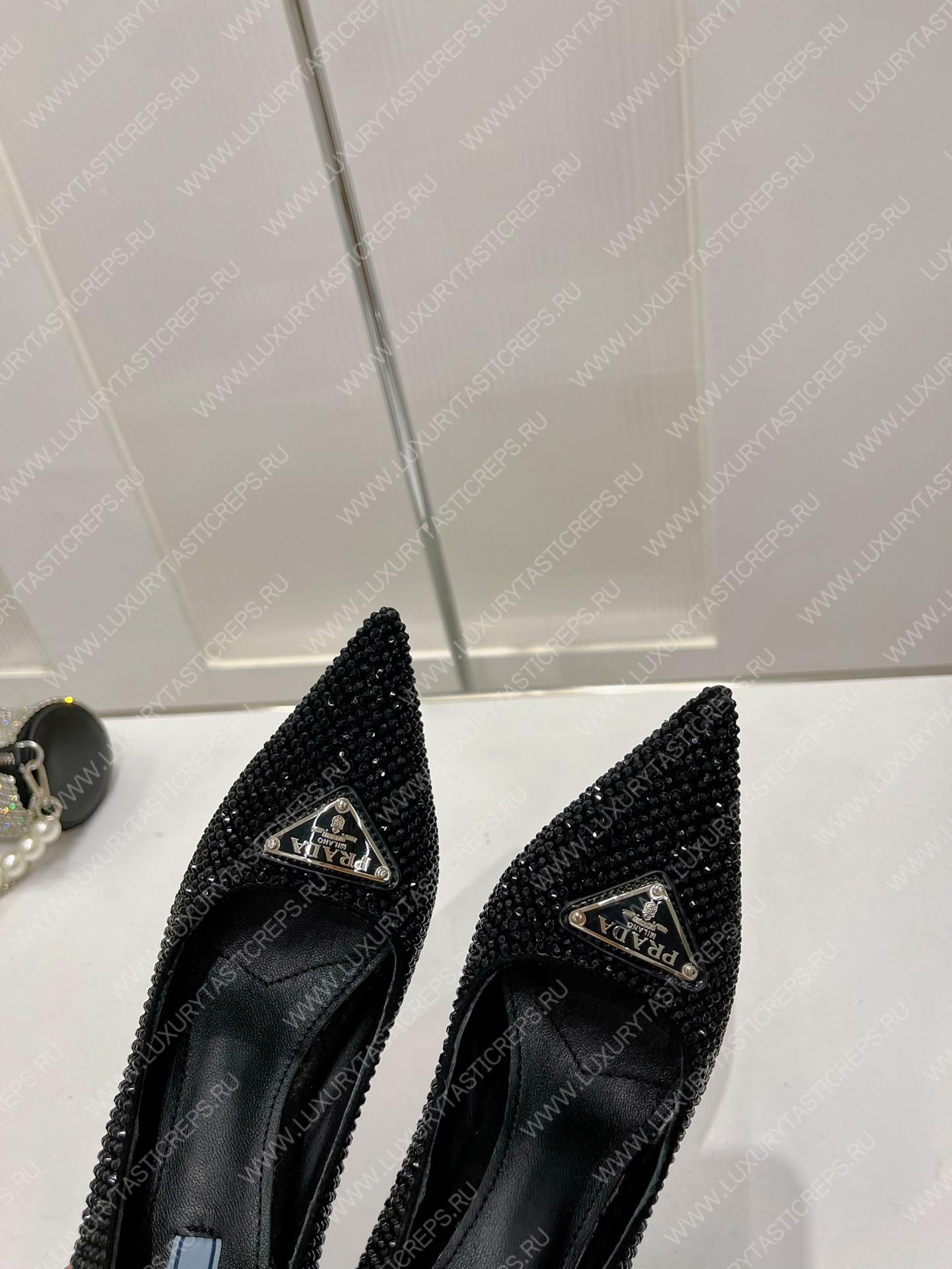 Pra*a slingback pump with crystals black crystal 1i001n