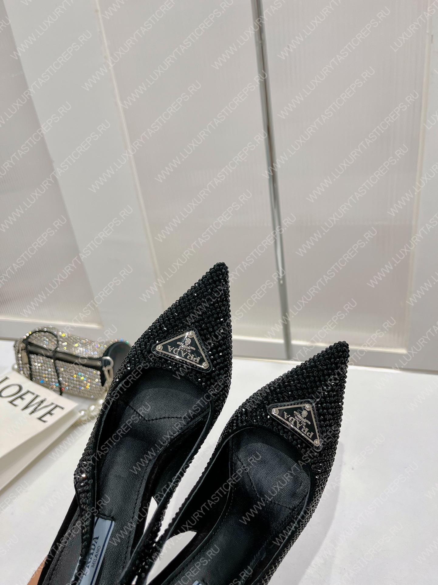 Pra*a rhinestone slingback pump black 1i002n