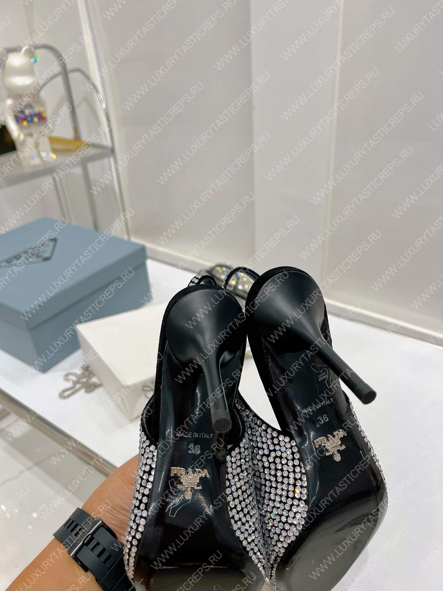 Pra*a rhinestone slingback pump black/white 1i002n