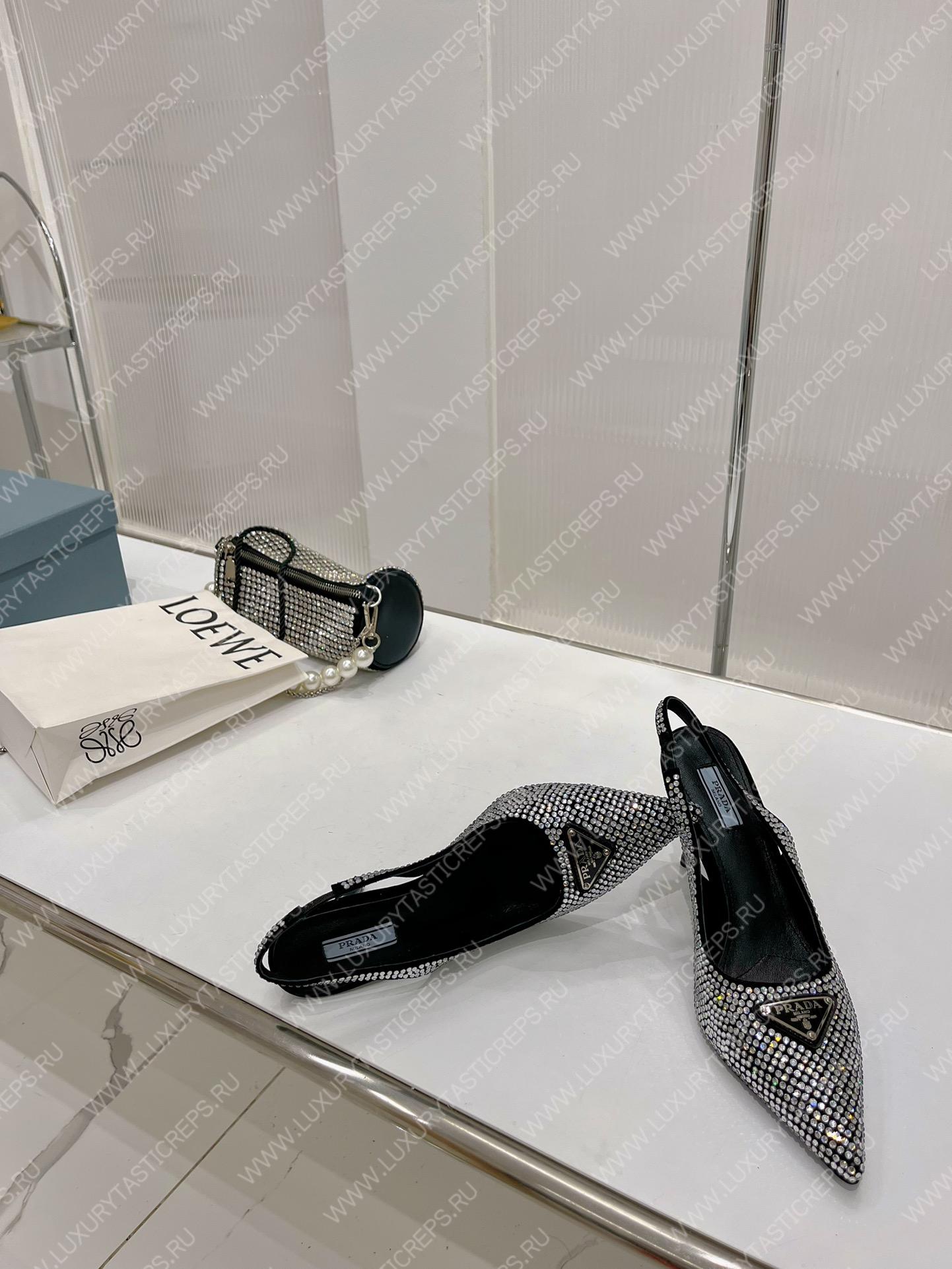 Pra*a rhinestone slingback pump black/white 1i002n