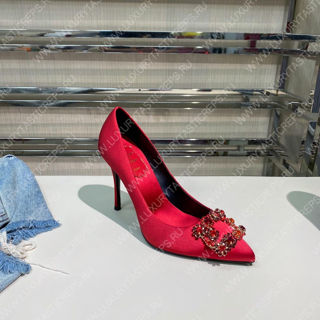 ROGER VIVER FLOWER STRASS BUCKLE PUMPS RED RVW4141