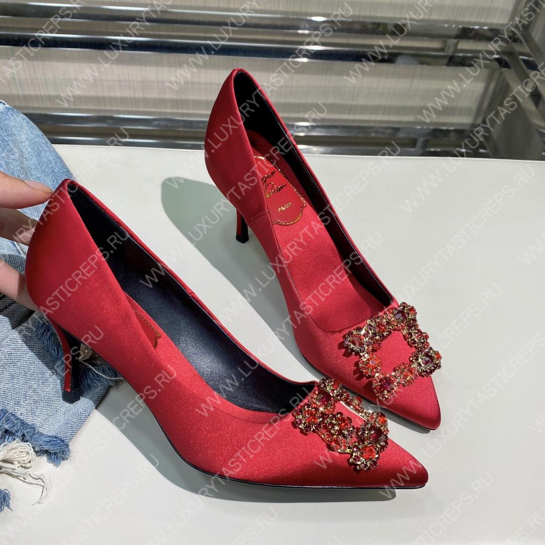 ROGER VIVER FLOWER STRASS BUCKLE PUMPS RED RVW4141