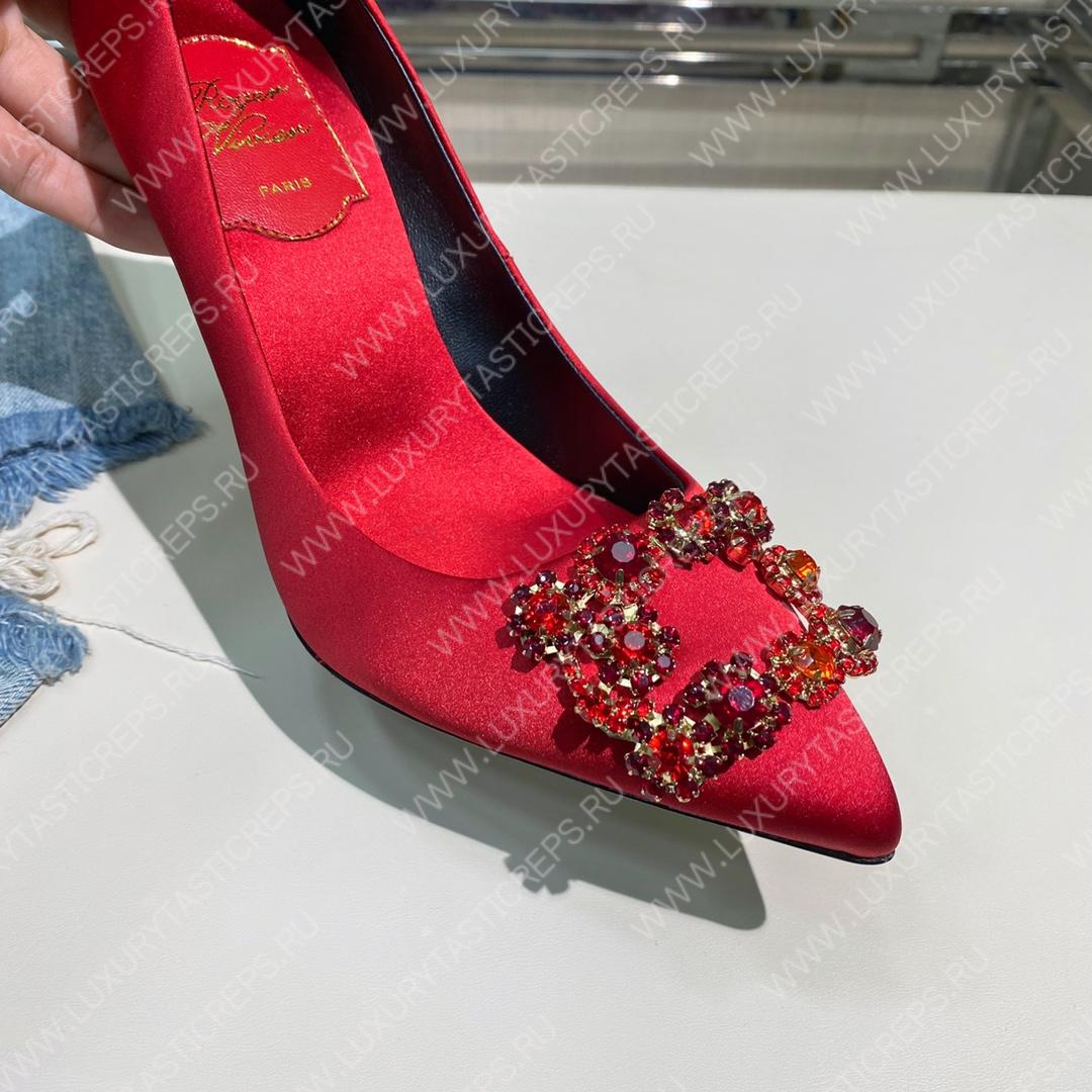 ROGER VIVER FLOWER STRASS BUCKLE PUMPS RED RVW4141