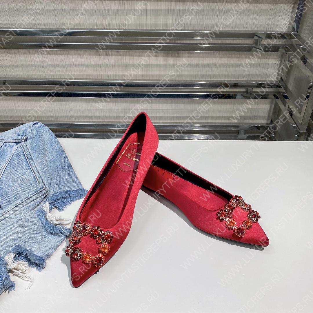 ROGER VIVER FLOWER STRASS BUCKLE PUMPS RED RVW4141