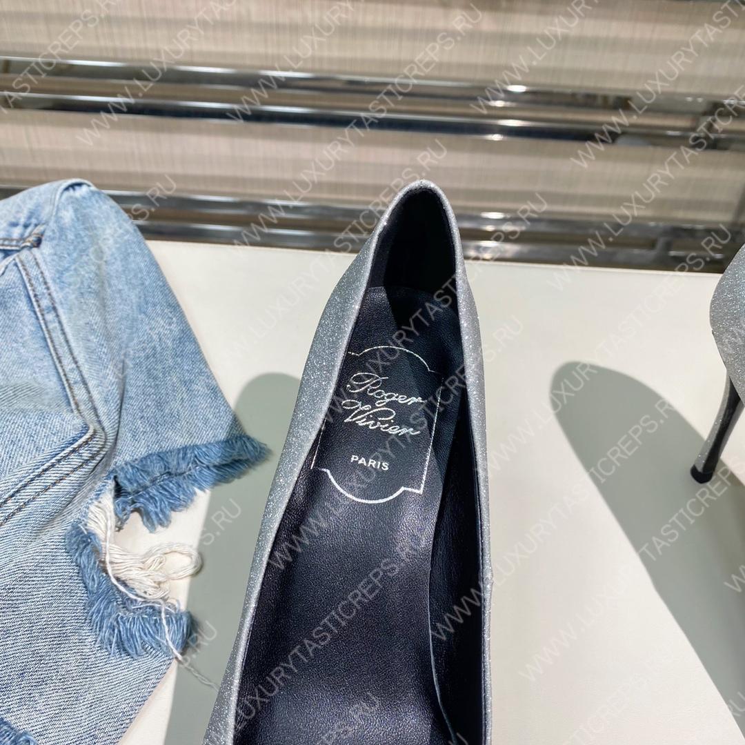 ROGER VIVER FLOWER STRASS BUCKLE PUMPS SHINNY SILVER RVW4141