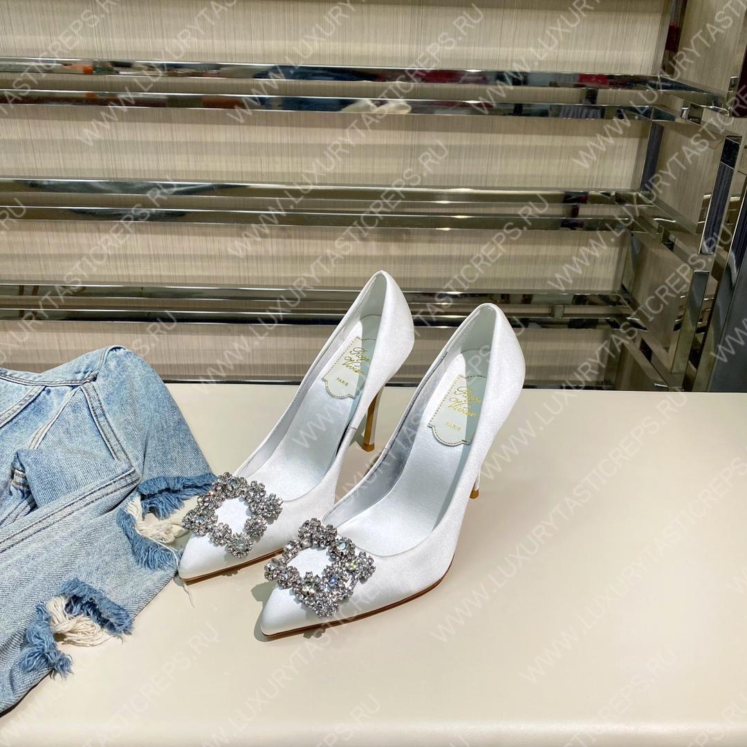 ROGER VIVER FLOWER STRASS BUCKLE PUMPS SILVER RVW4141