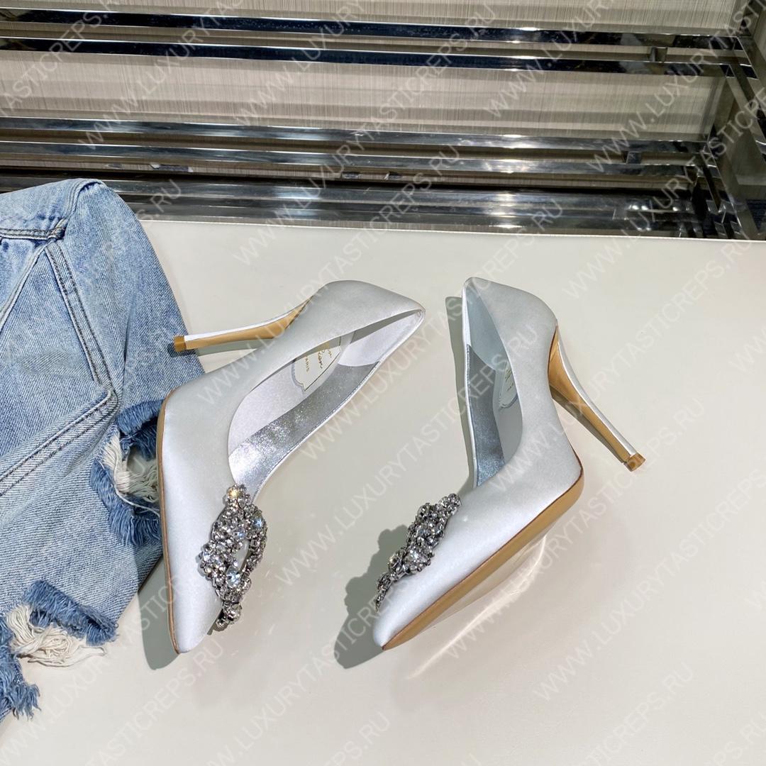 ROGER VIVER FLOWER STRASS BUCKLE PUMPS SILVER RVW4141