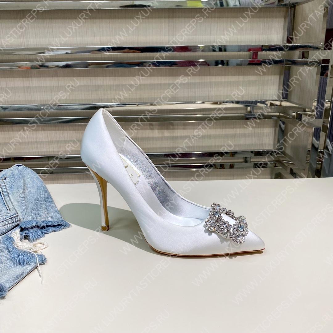 ROGER VIVER FLOWER STRASS BUCKLE PUMPS SILVER RVW4141