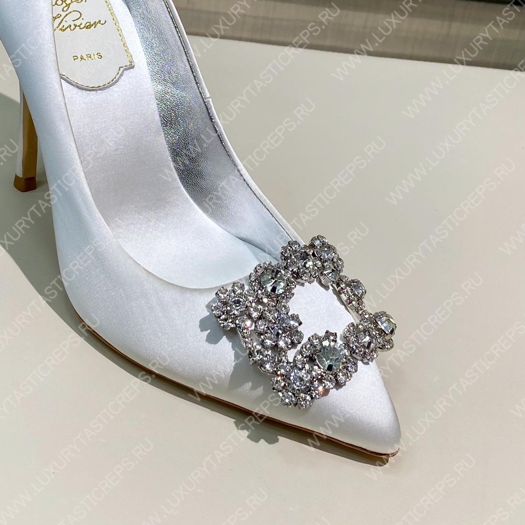 ROGER VIVER FLOWER STRASS BUCKLE PUMPS SILVER RVW4141