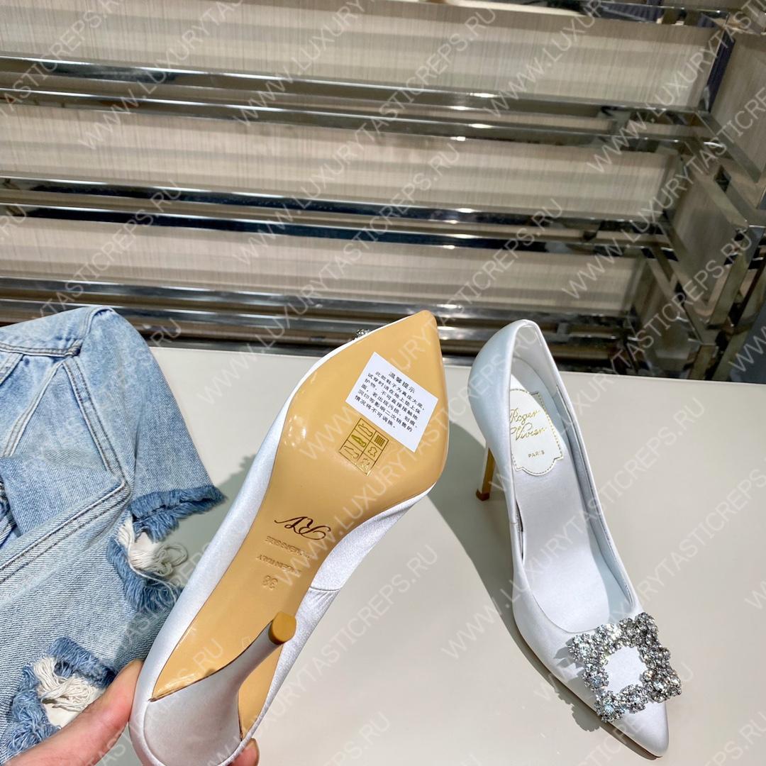 ROGER VIVER FLOWER STRASS BUCKLE PUMPS SILVER RVW4141