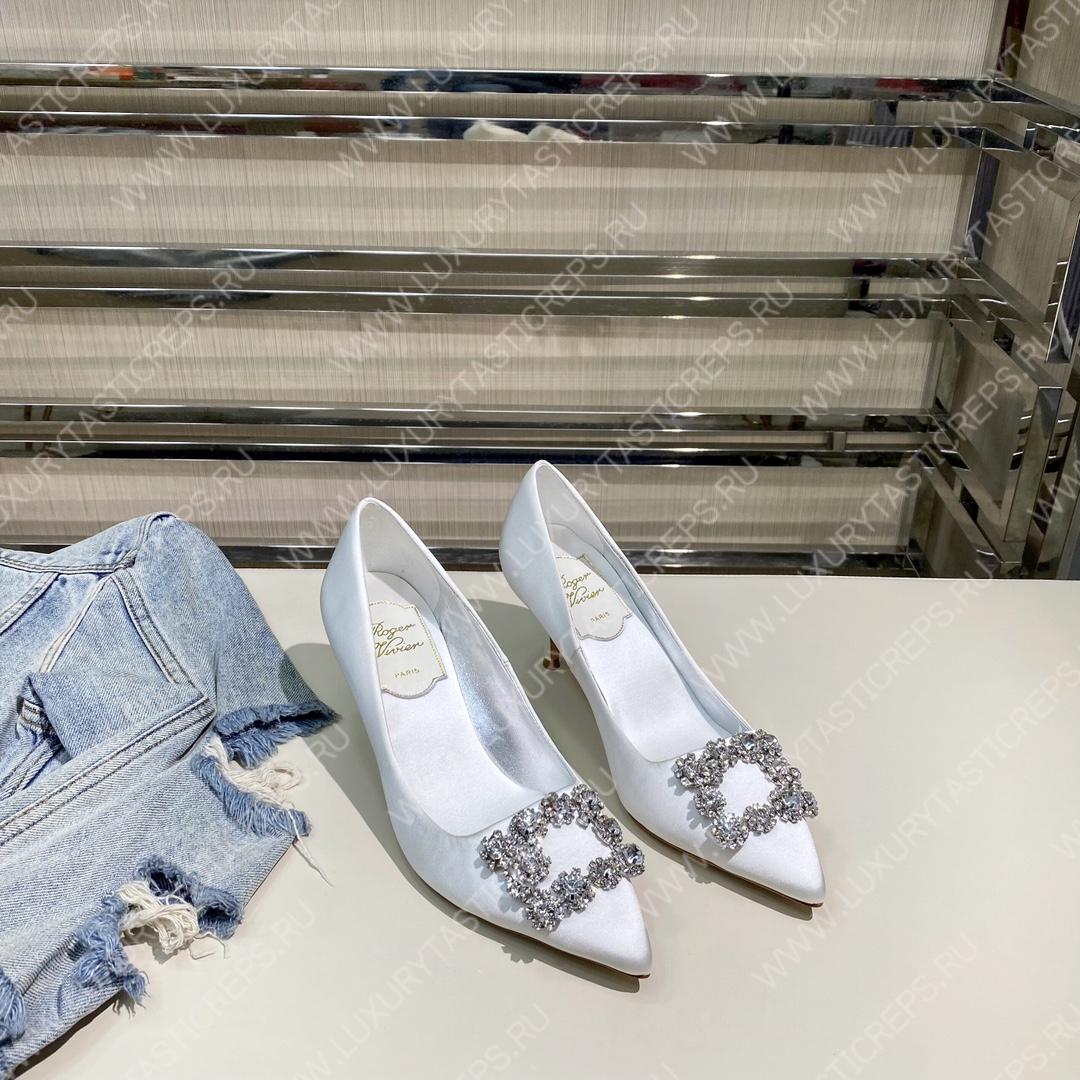 ROGER VIVER FLOWER STRASS BUCKLE PUMPS SILVER RVW4141