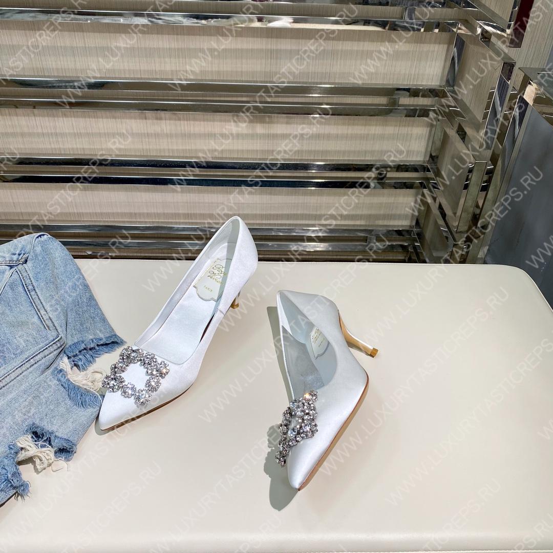 ROGER VIVER FLOWER STRASS BUCKLE PUMPS SILVER RVW4141